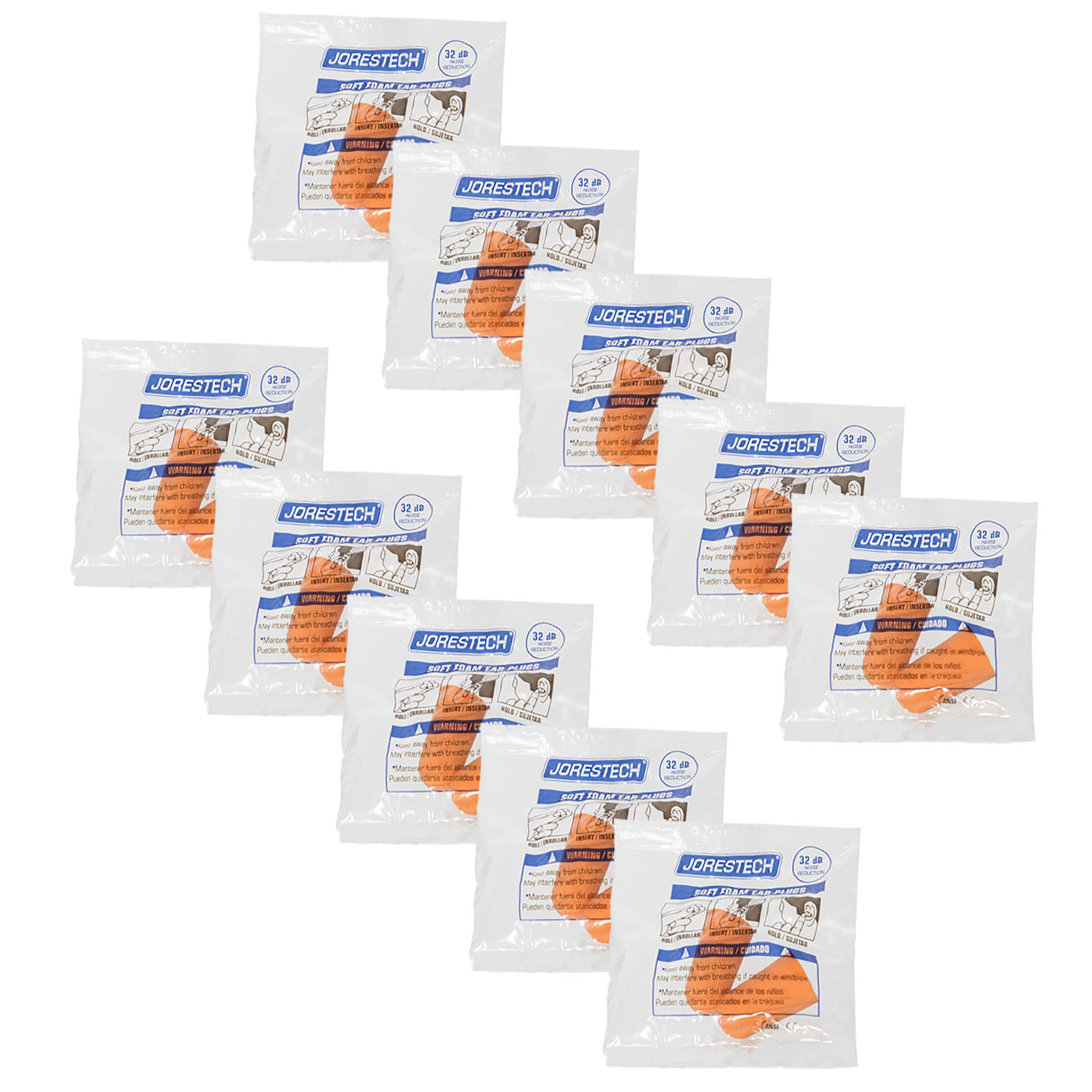 32dB NRR Soft Foam Earplugs – 10 Pairs